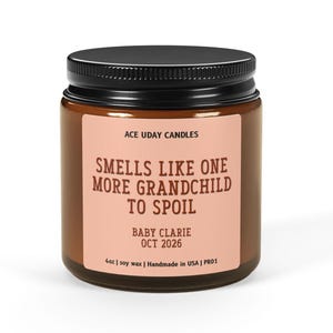 Custom Pregnancy Reveal Gift Candle: Christmas gifts for grandparents - PR01