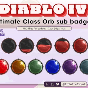 11x Diablo IV Class Orbs sub/bit badges for Twitch