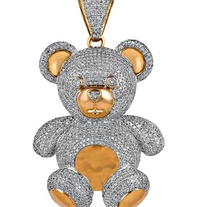 Custom Character Animal Bear 925Silver 15ct Moissanite Diamond Icedout Hip Hop Jewellery Mens Personalized Birthday Colorful Cartoon Pendant