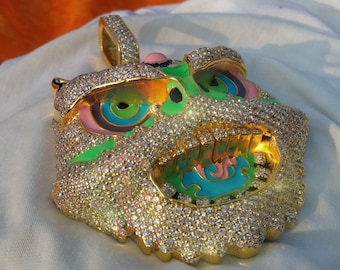 Custom Character Colorful Giant 925 Silver 16ct Moissanite Icedout