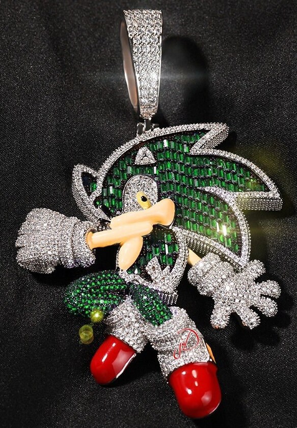 Colgante De Plata 925 Con Circonios En Forma De Flor Helada - Dije Hip Hop Unisex - Hecho En Italia