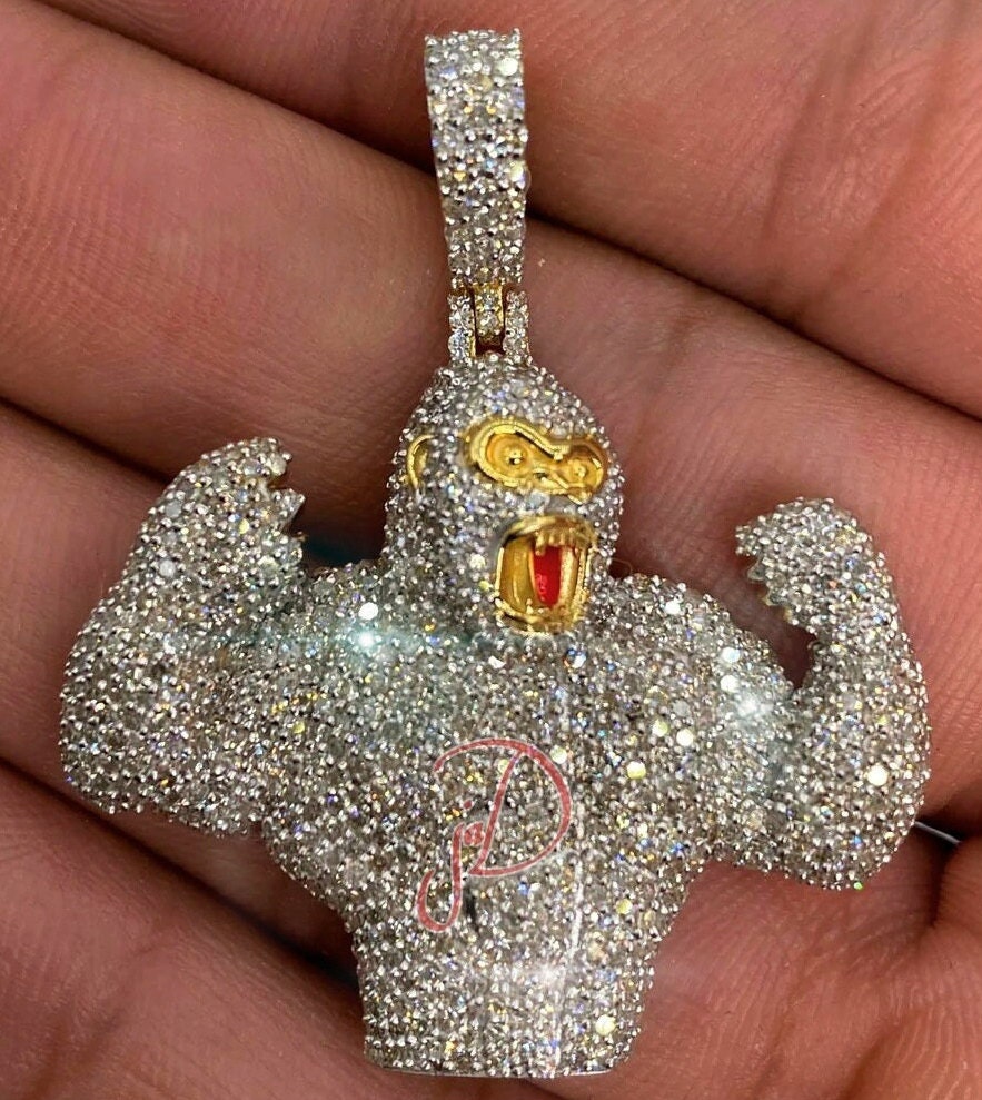 Custom Animal Gorilla 925 Silver Moissanite Diamond Hip Hop Jewellery Necklace Mens Birthday Gifts Ideas Iced Out Cartoon Pendant for Him Etsy UK