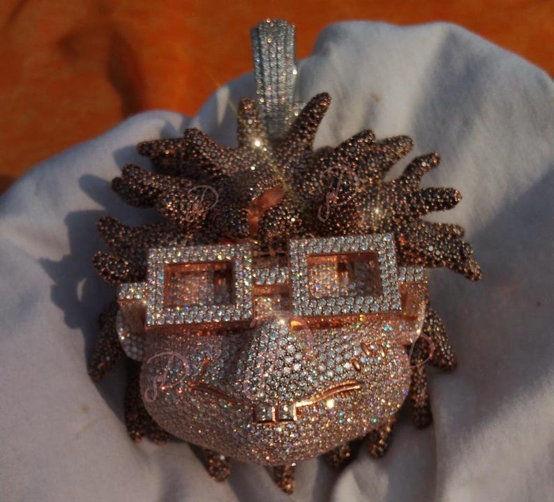 Iced Out Rapper Meme Rapper Personalized Birthday Custom Character Smile Face 925 Silver ...