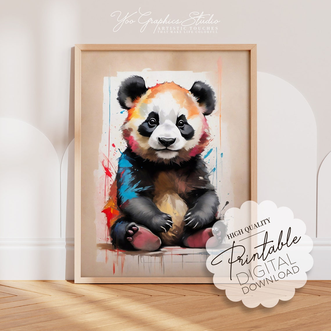 Baby Panda Bear Nursery Wall Art, One Piece Printable Poster Art Print ...