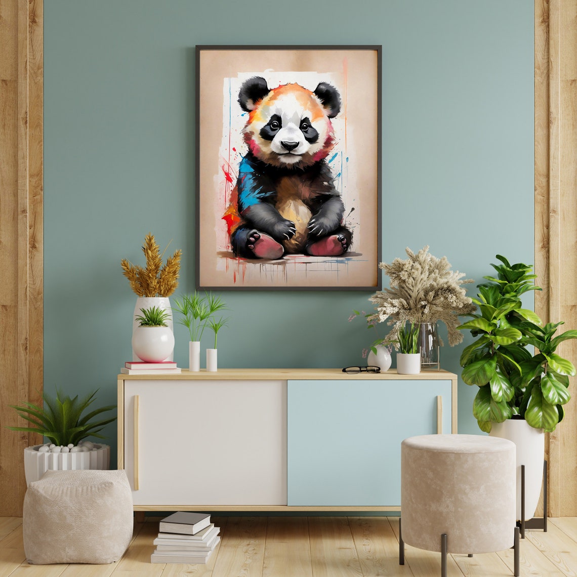 Baby Panda Bear Nursery Wall Art, One Piece Printable Poster Art Print ...