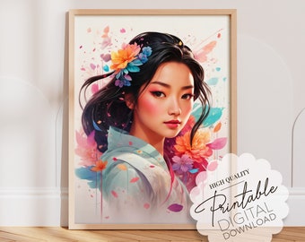 Beautiful Cartoon Mulan Princess Prints from a Delightful Story, Printable Wall Art Girls Room Decor, Downloadable Fairytale Decor Gifts