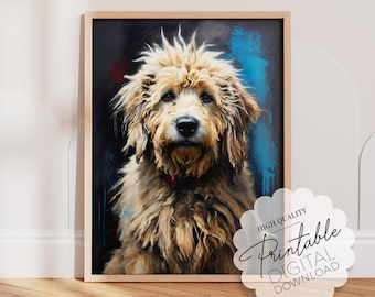 Komondor Vintage Dog Wall Art Prints, Downloadable Pet Memorial Gifts for Dog Lovers, Royal Pet Portrait Printables Art Painting Poster