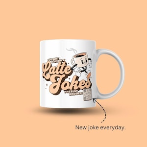 Funny Coffee Mug | Daily Jokes QR Code, Retro Design