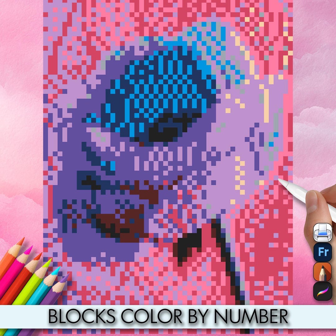 Poppy 1 Blocks Coloring Pages - Square Pattern Sheets - Printable ...
