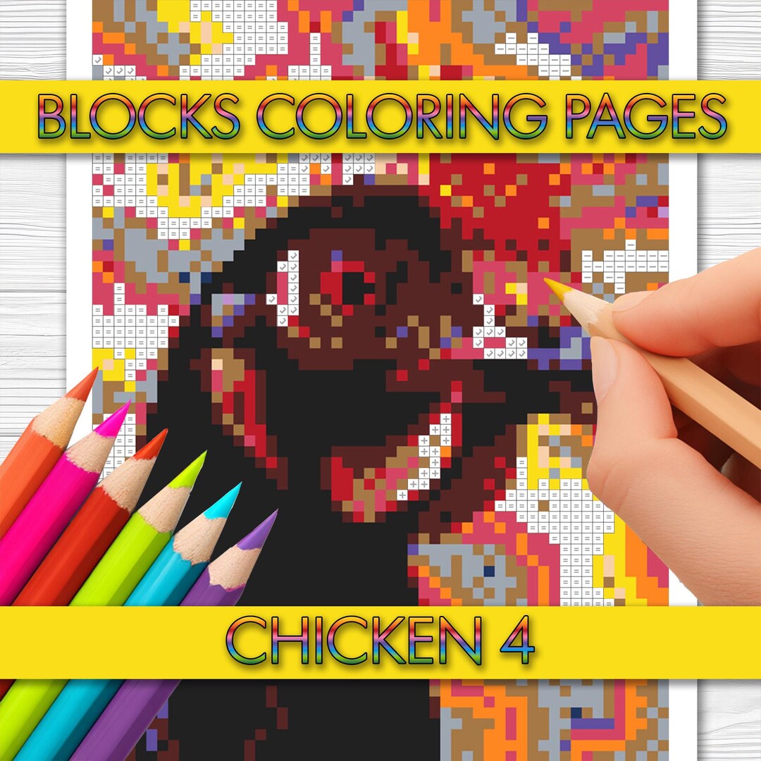 Chicken 4 Blocks Coloring Pages - Square Pattern Sheets - Printable ...