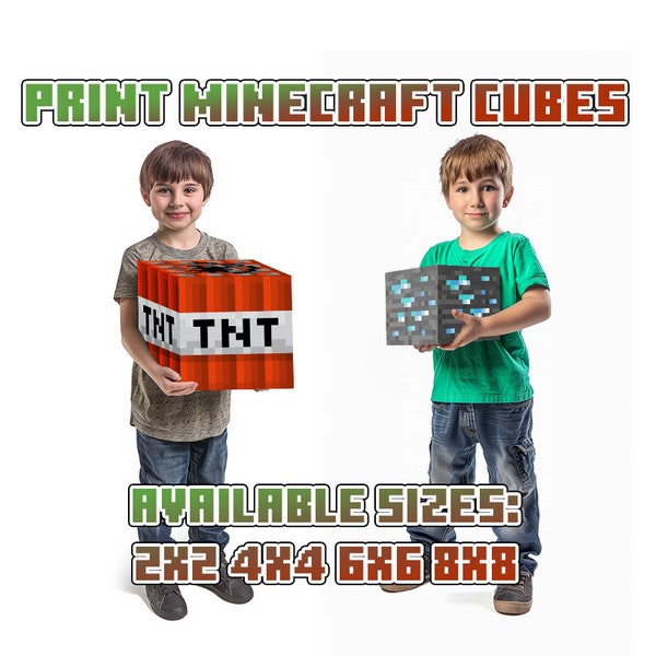 Cubes imprimables Minecraft - papier imprimable - blocs de minerai - coffre - étagère - herbe - blocs TNT