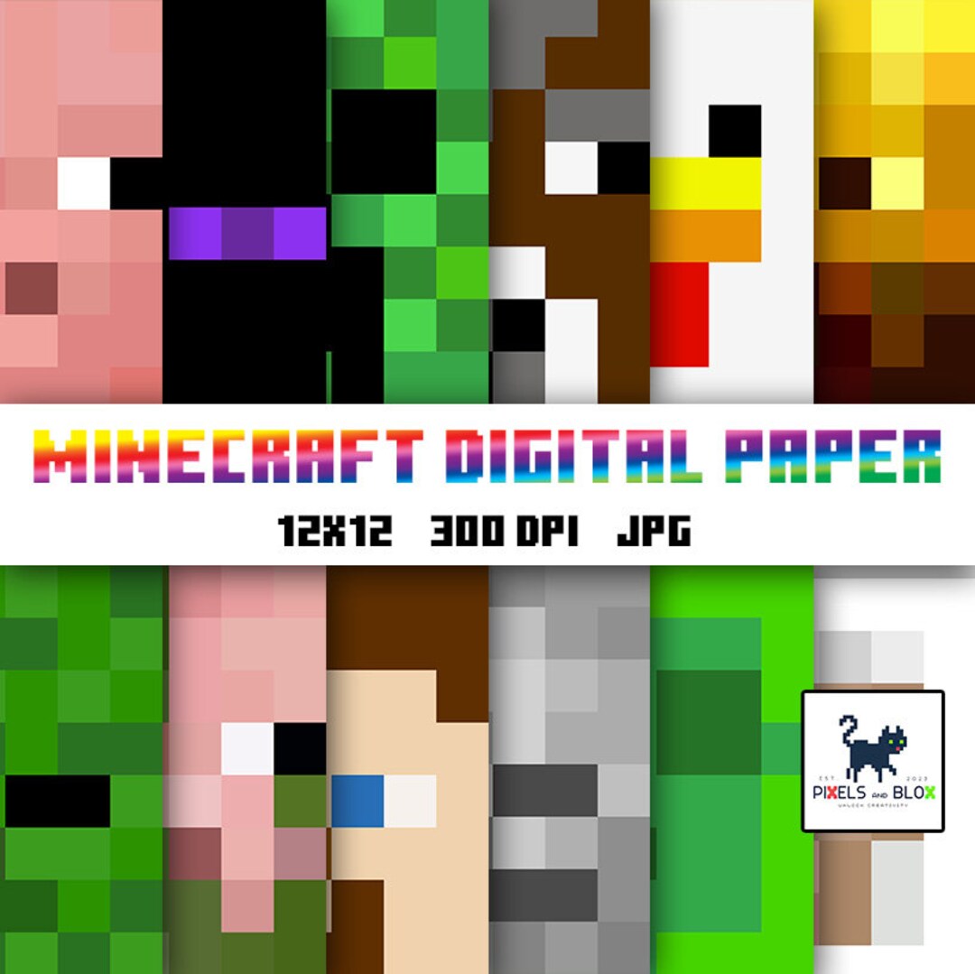 Minecraft Creature Set 1 Digital Paper Printable Paper - Etsy