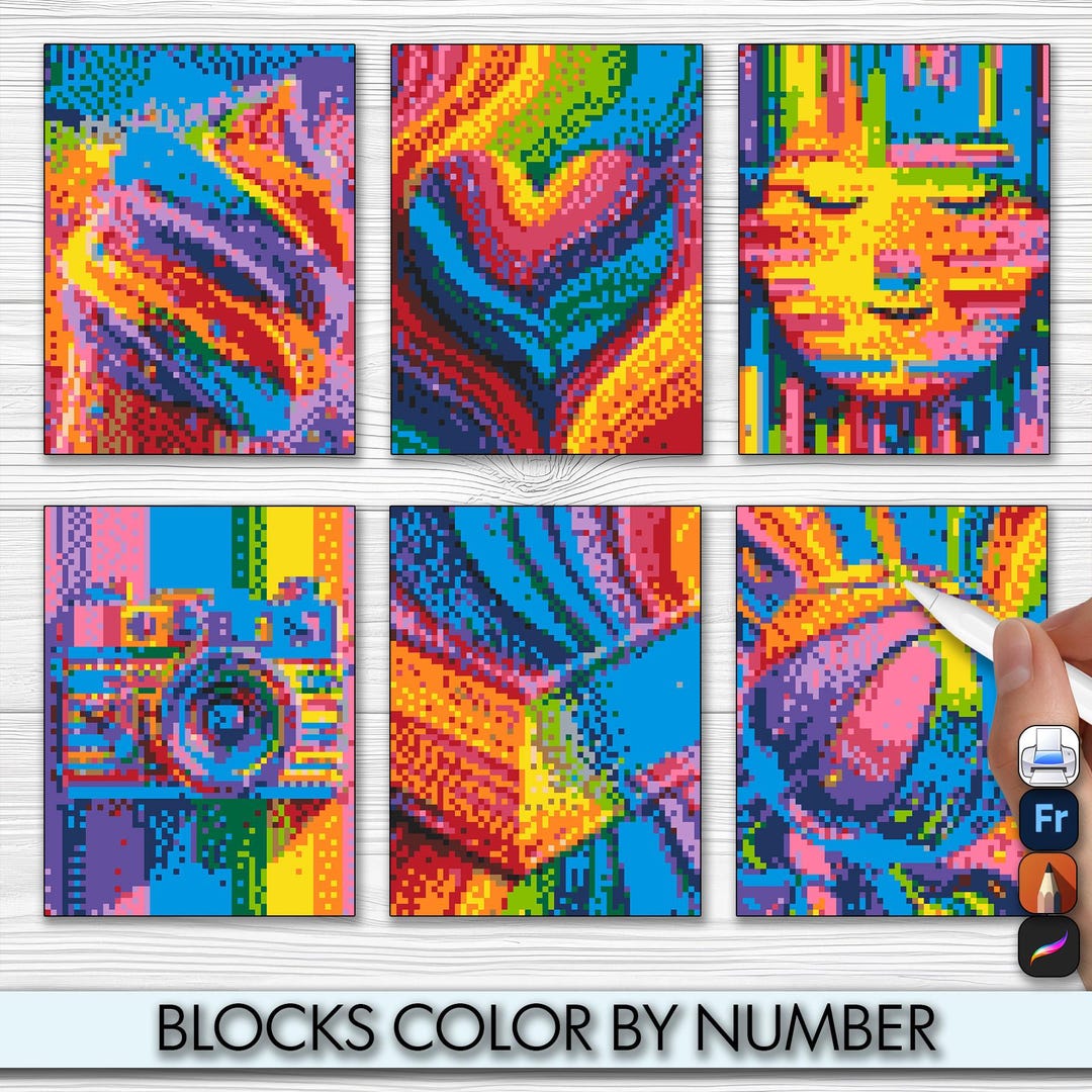Block Pattern Design Color Page Blocks Coloring Pages Set 21 - Square Pattern Sheets - Printable ...
