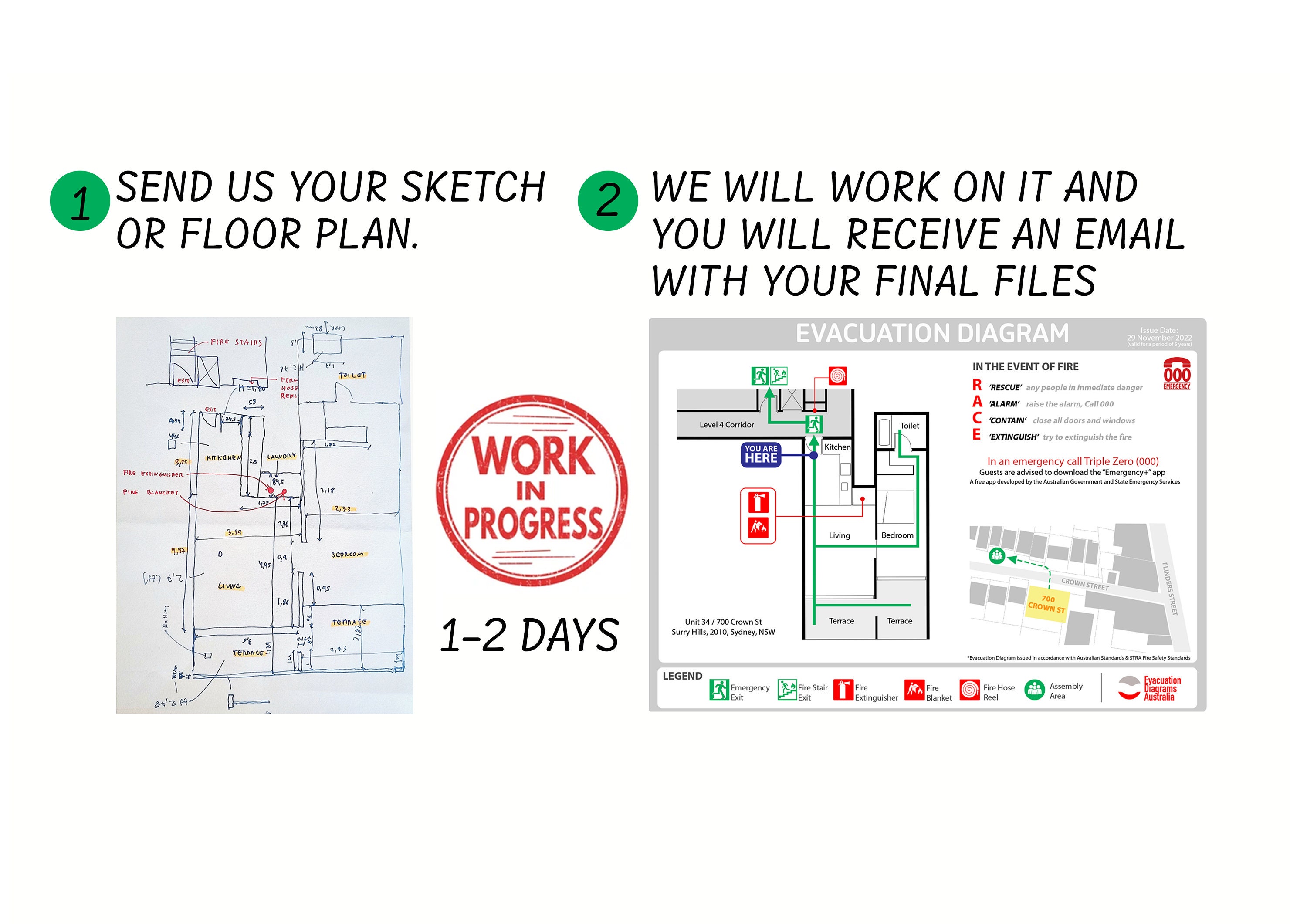 Evacuation Diagram / Plan for Airbnb and STRA , Fire Safety Etsy