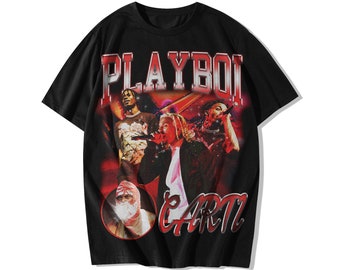 Rapper Playboi Carti T-shirts Music Album Whole Lotta Red Graphic Print  T-shirt Men's Clothes Vintage Hip Hop T Shirt Streetwear