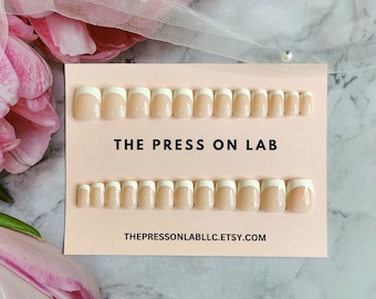 White French Tip Square Press On Nails (24 pcs)