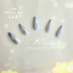 24 pcs Almond Cat Eye Glitter Sliver Moon Star Press On Nails, Christmas Get Fake Nail, Winter Glue On Nail, Holiday Gift for her