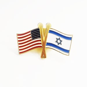 Crossed USA & Israel Flag Pin: Hard Enamel Lapel Pin