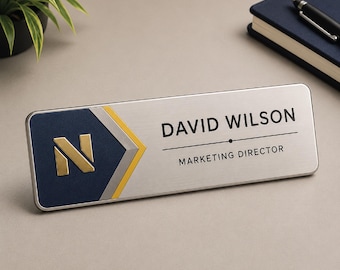 Custom Brass Name Tag: Handmade Employee Staff Badge