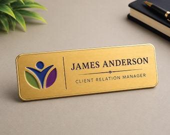 Custom Engraved Name Tags | Employee Badge, Staff Name Tags with Logo, Work Name Badges