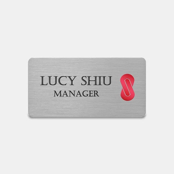 Customized Engraved Name Badges - Personalized Name Tag with Pin or Magnetic - Custom Engraved Logo Name Tags - Employee Name Badge