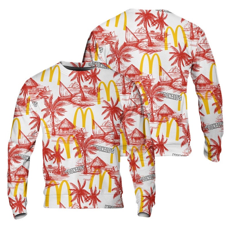 Mcdonald's Food Shirt Tropical Flower Aloha Hawaiian Etsy