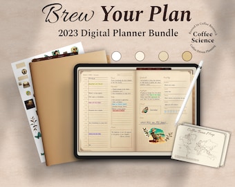 2023 Coffee Science Digital Planner Bundle - 4 Vintage Planner Themes - Coffee Journal - Coffee Lovers - Goodnotes Notability - iPad Android