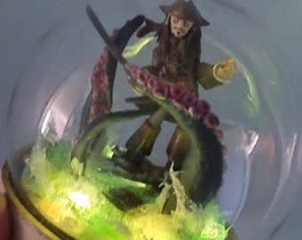 Jack Sparrow VS kraken -  veilleuse LED - Globe LED - Crocodile et citron vert