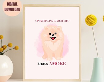 Pomeranian dog LOVER gift Cute Pomeranian Pom print Dog gift for girl Pet lover gift Italian art Pomeranian Dog mom I love Pomeranian dog