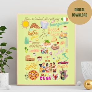ITALIAN LIFESTYLE POSTER, wall art poster, kitchen décor, Italy travel print, la dolce vita lifestyle , printable wall poster