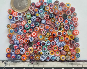 30g Millefiori from Murano (1 ounce), 5/6mm diameter mix all opaque colours. Handcrafted and handcut murrine from effetre in Murano.