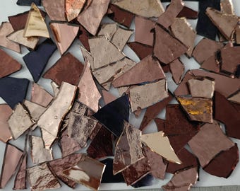 Mixed Pink Purple Mirrored Artistic Glass Tiles, Irregular "Opus Palladianum" Cut, 3 mm Thick, 200 grams