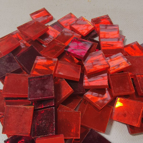 20x20 mm tessere in specchio per mosaico, colori misto ROSSO, 300 grammi (circa 100 pezzi), 3mm spessore, 8 opzioni di colore.