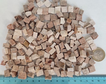 Pink Marble tiny mosaic tiles: 200g (7 ounces) of handcut tiny marble tiles, average size 1cm x 0.5cm