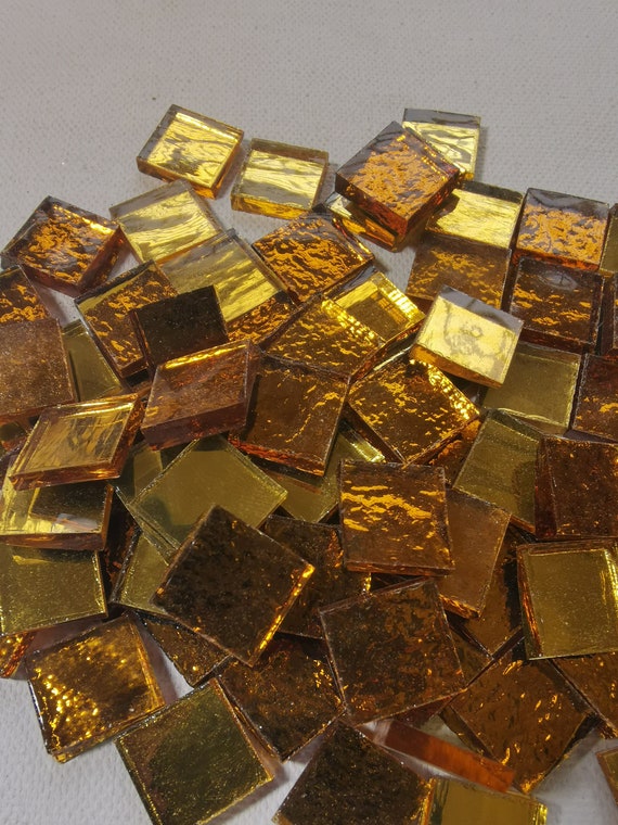 20x20mm tessere in specchio per mosaico, 300 grammi (circa 100 pezzi), 3mm spessore  GIALLO mix