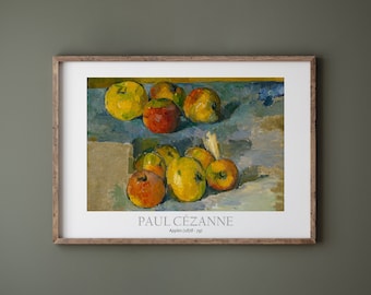Jabłka Paula Cezanne'a, plik cyfrowy do pobrania w wysokiej jakości, plakat, sztuka impresjonistyczna, wystrój wnętrz.