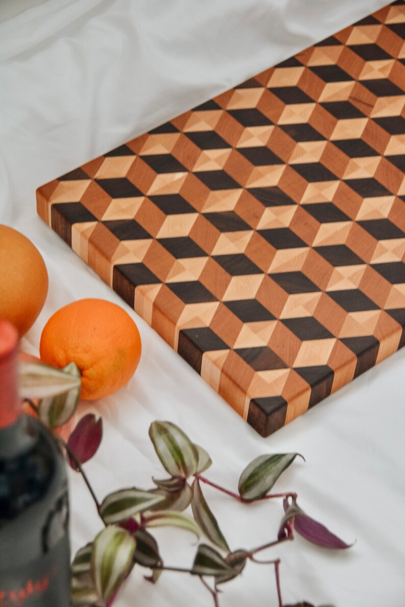 3D End Grain Cutting Board Solid Wood Charcuterie Board Etsy