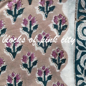Brown & Green Hand Block Printed Cotton Fabric by the Yard – Free Shipping