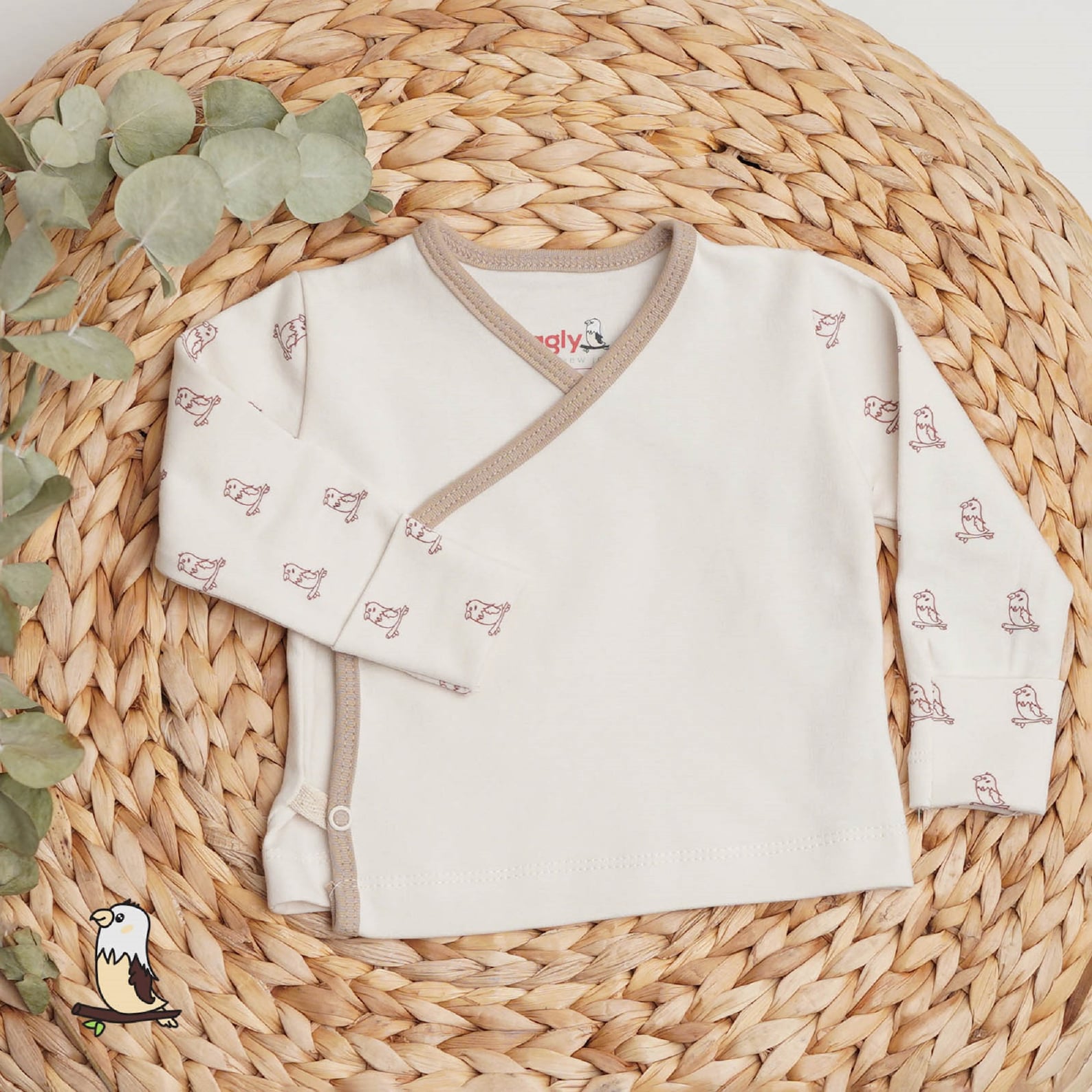 Newborn Sweet Travel Print 3-Piece Mid Season Cotton Set – Cream main image 1
