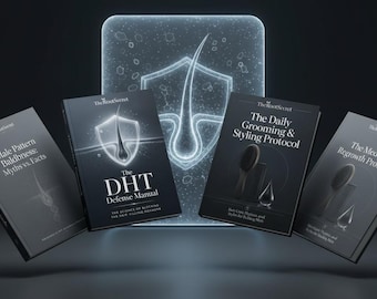Paquete para el crecimiento del cabello masculino con inhibidor de DHT y guía de peinado (descarga digital)