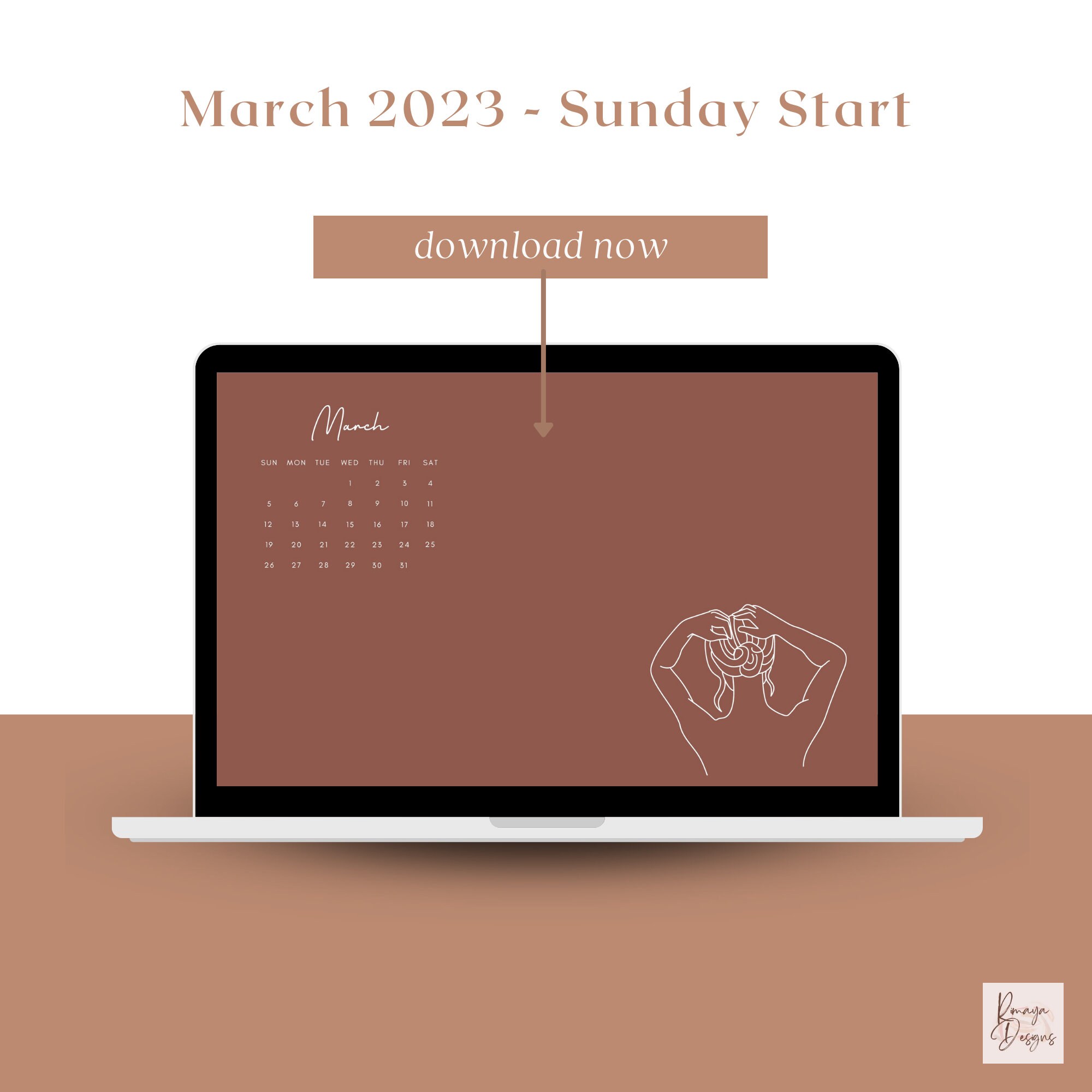 March 2023 Desktop Wallpaper 2023 Calendar Mac and Windows Etsy Australia