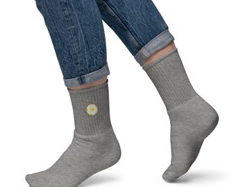 Embroidered Soccer Ball Socks: USA Made Cotton Blend