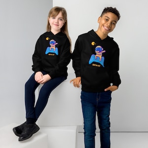 Retro Kids Pacman Game Controller Hoodie Gamers Video Games Astronauts Space Theme Cozy Fleece Hoodie for Boys Girls Fun & Unique Design