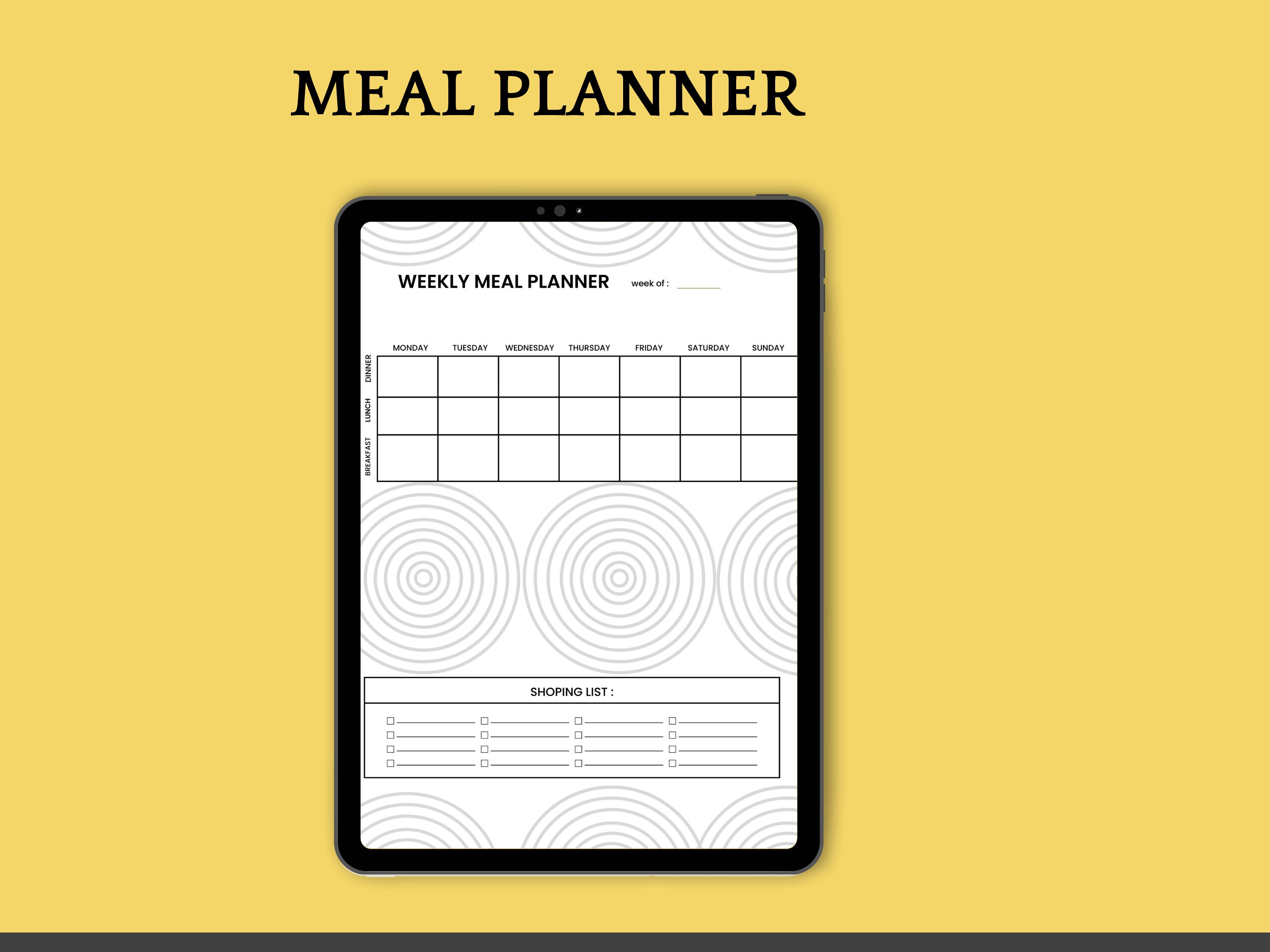 Printable Weekly Meal Planner Instant Download Menu - Etsy