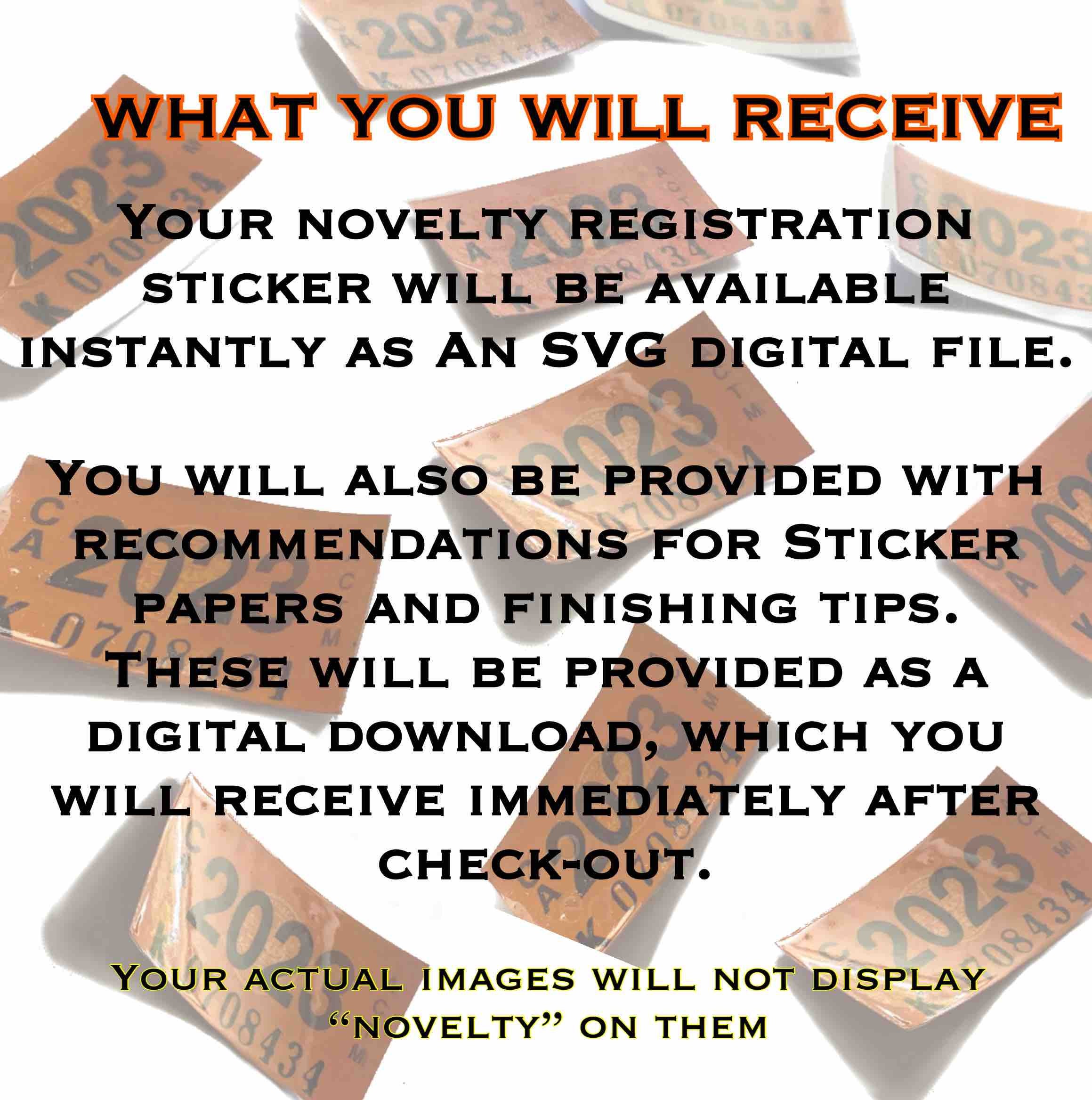 Sale Ca 2024 Dmv Novelty Registration Sticker SVG Image Etsy