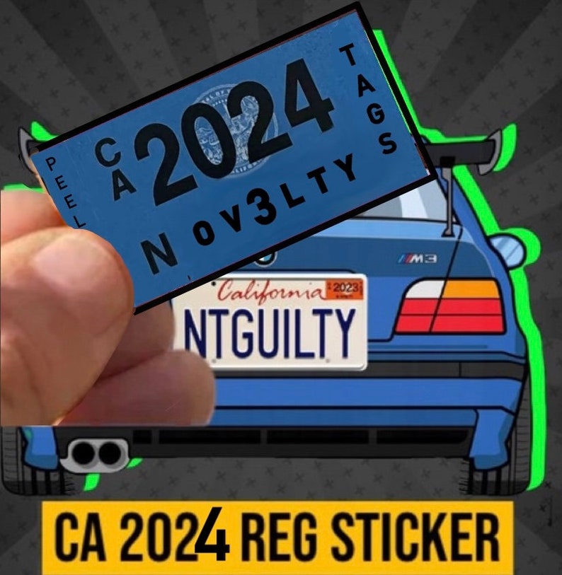 CA 2024 Dmv Novelty Registration Sticker California Car Blue Etsy
