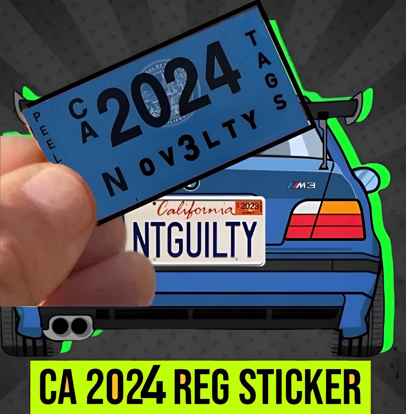 CA 2024 Dmv Novelty Registration Sticker California Car Blue Etsy