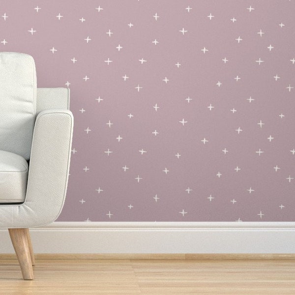 Swiss Cross Removable Wallpaper on Violet Ice, Peel and Stick or Pre-pasted Wallpaper for Nursery Room Kids Room Girls Bedroom