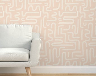 I Love Wallpaper Maze Geometric Wallpaper in Blush Pink and Rose Gold
