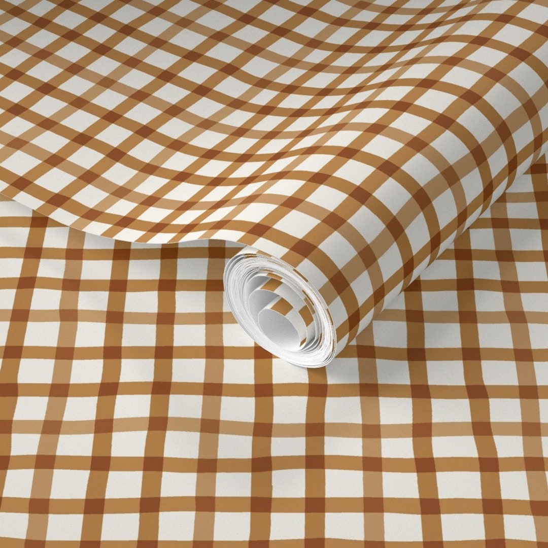 Wobbly Gingham Removable Wallpaper in Copper Peel and Stick Etsy